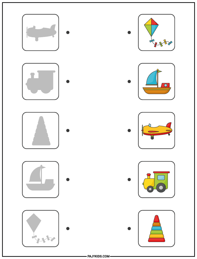 Activity for Kindergarten - Toys and Transportation Matching