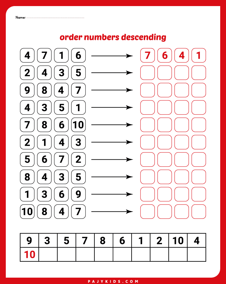 descending order - Understanding Descending Order in Early Learning