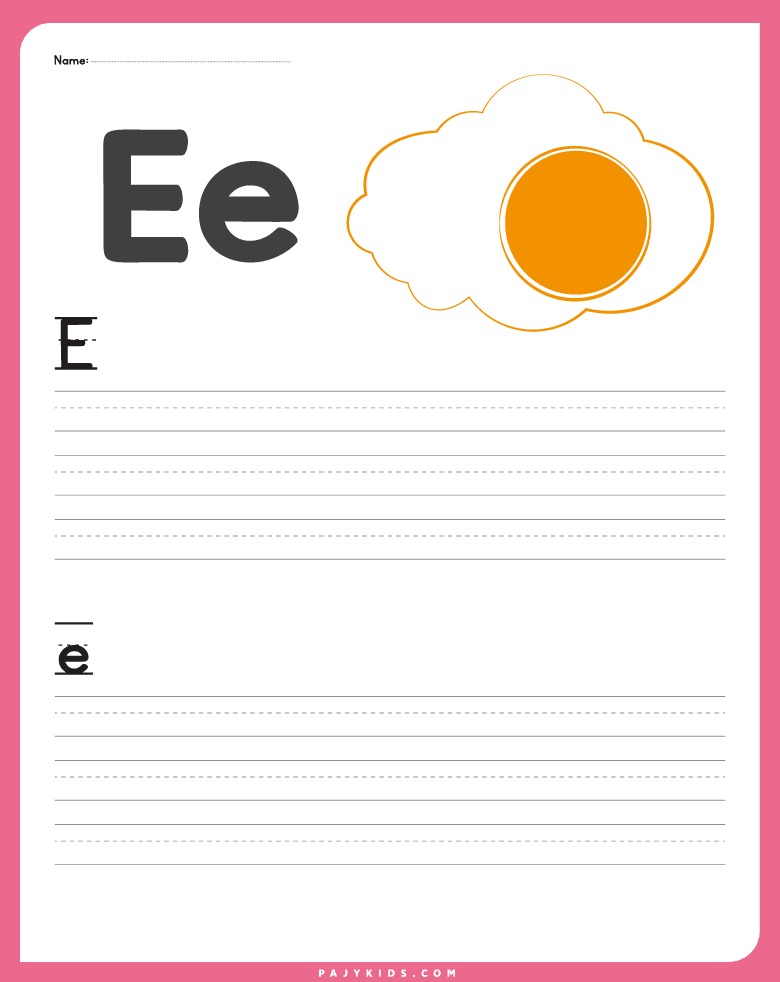 letter e worksheet - Letter e Writing Practice with Capital and Small Letters