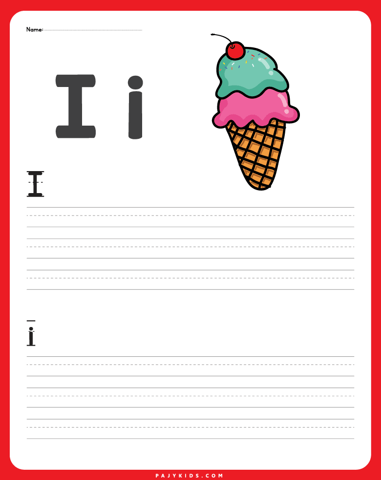 letter i worksheet - Letter i Writing Practice with Capital and Small Letters