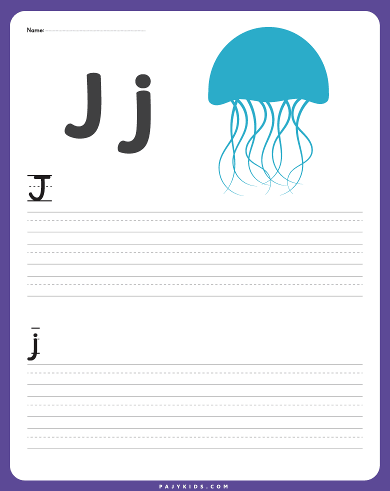 letter j worksheet - Letter j Writing Practice with Capital and Small Letters