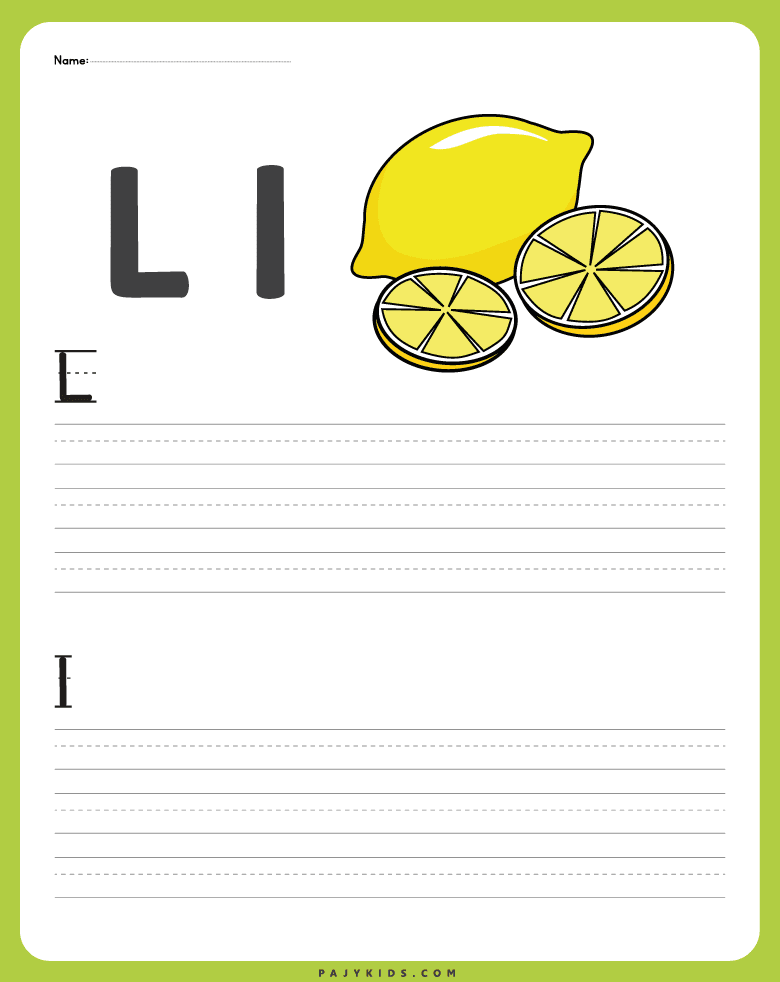 letter l worksheet - Letter l Writing Practice with Capital and Small Letters