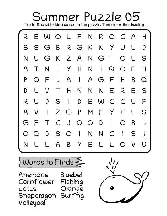Types of Word Search Puzzles for Kids