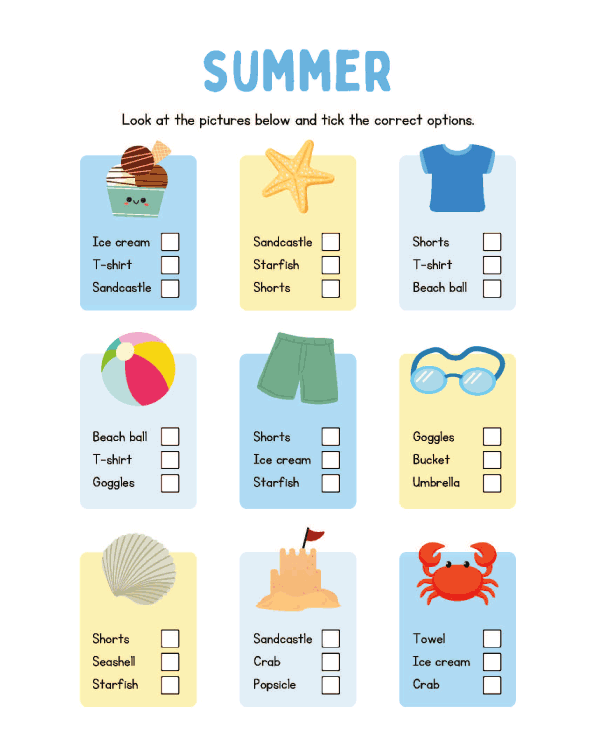 kindergarten activity sheets - Types of Kindergarten Activity Sheets