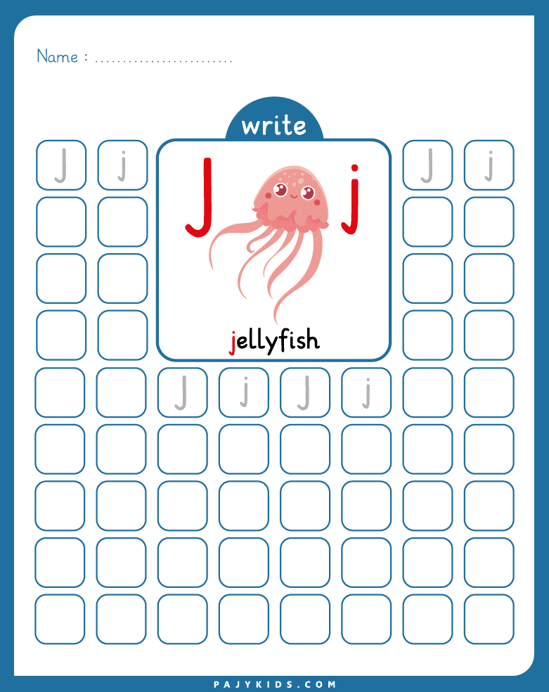 تعليم حرف j للاطفال - التعرف على شكل حرف J وكتابته