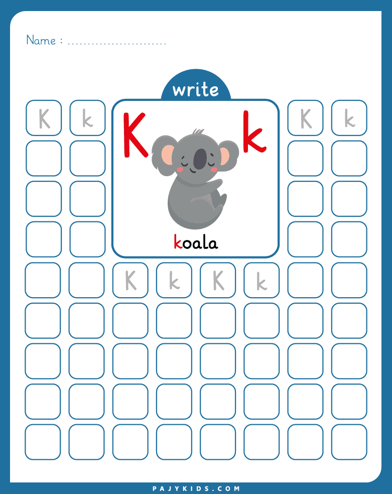 letter k tracing sheet - Identifying and Tracing Uppercase and Lowercase K
