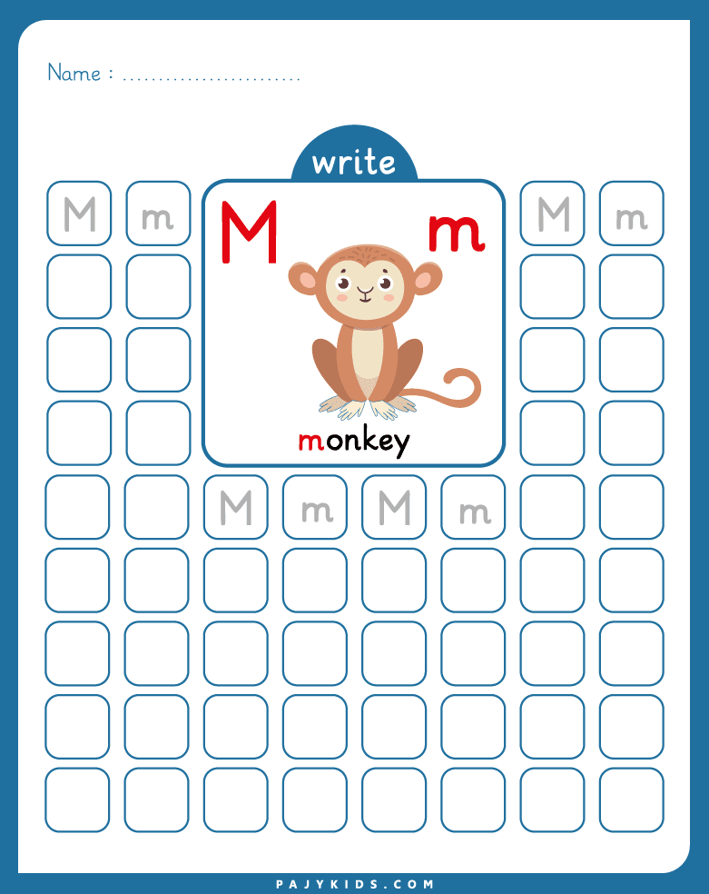 letter m trace worksheet - Identifying and Tracing Uppercase and Lowercase M