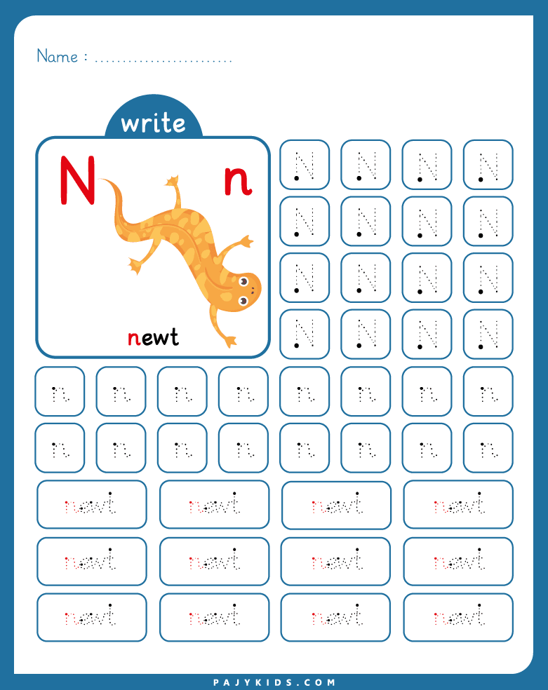 letter n tracing sheet - Tracing and Writing the Letter N