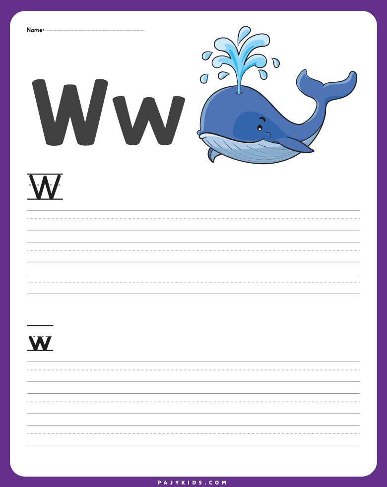 letter w worksheet - Uppercase and Lowercase W Handwriting Practice