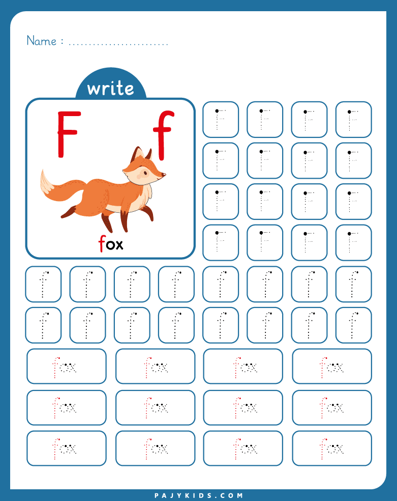 tracing letter f - Tracing Letter F with the Word “Fox”