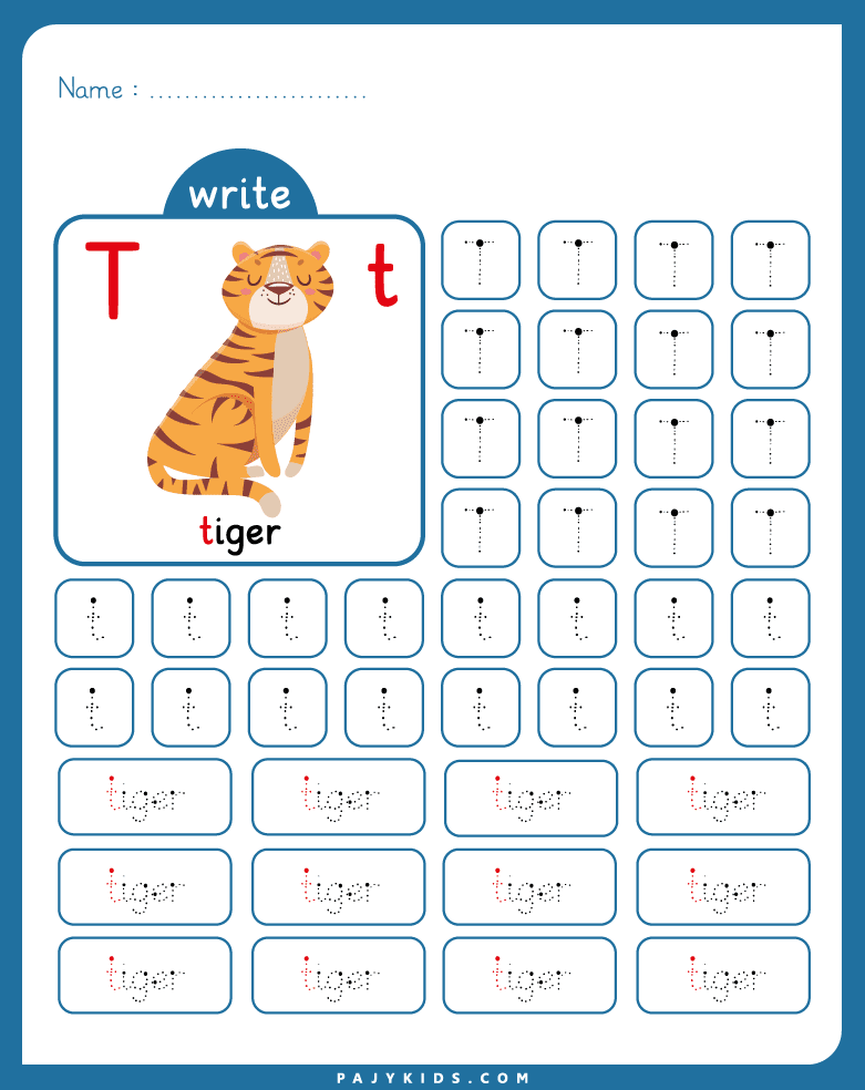 tracing letter t - Guided Tracing and Independent Writing of Letter T