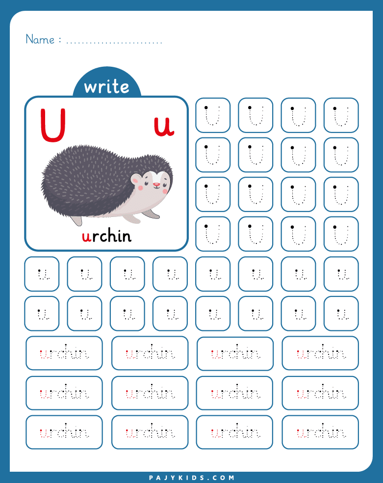 u tracing - Tracing and Writing Letter U Independently