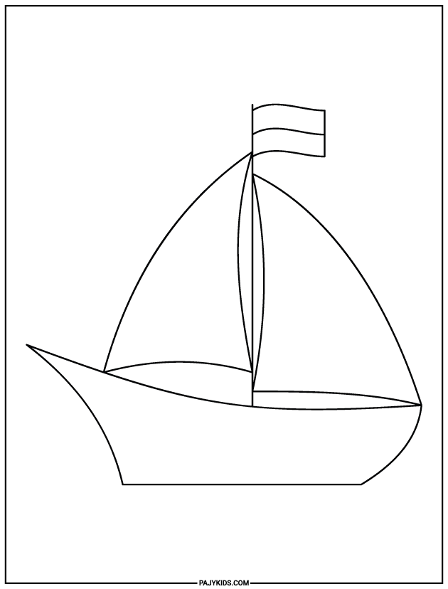 أوراق تلوين للبنات - القارب الشراعي - الإدراك المكاني والهدوء البصري