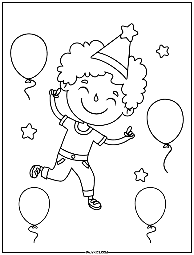 الصور تلوين اطفال - الطفل في الحفلة - التعبير عن المشاعر والفرح