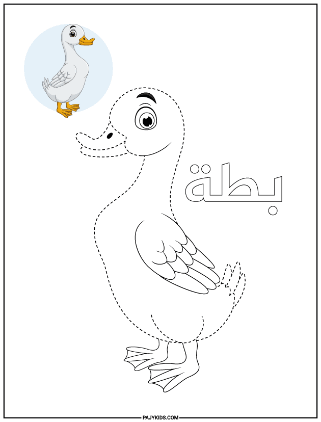 مهارة الطفل - ورقة عمل تتبع البطة