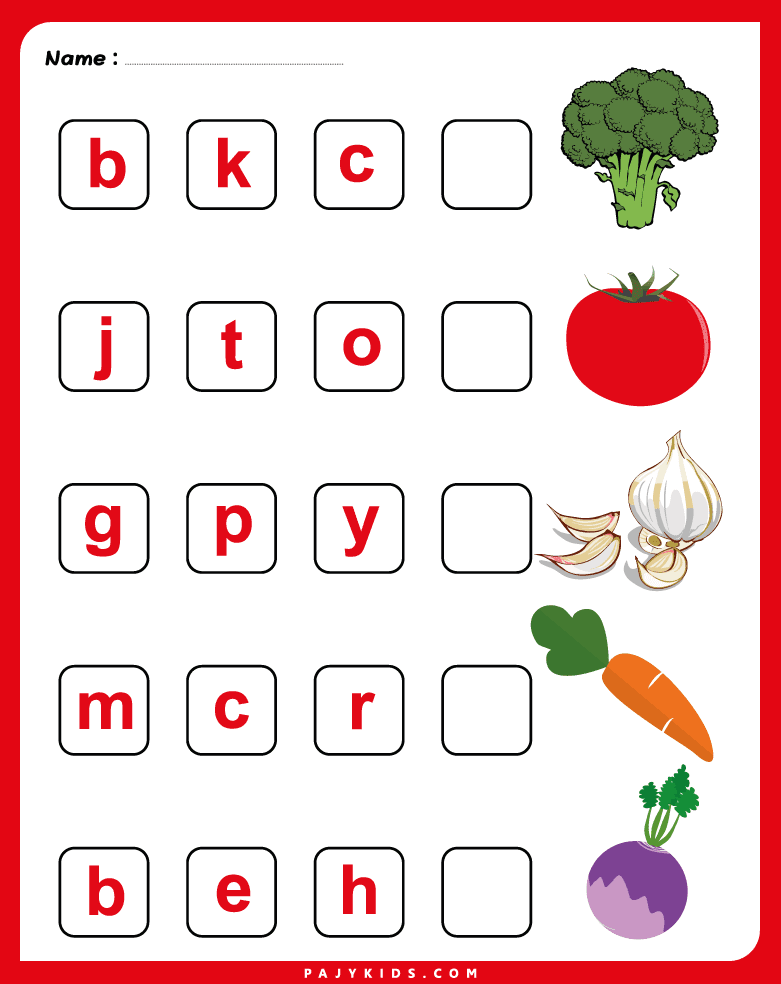 Alphabet Activities with Vegetables