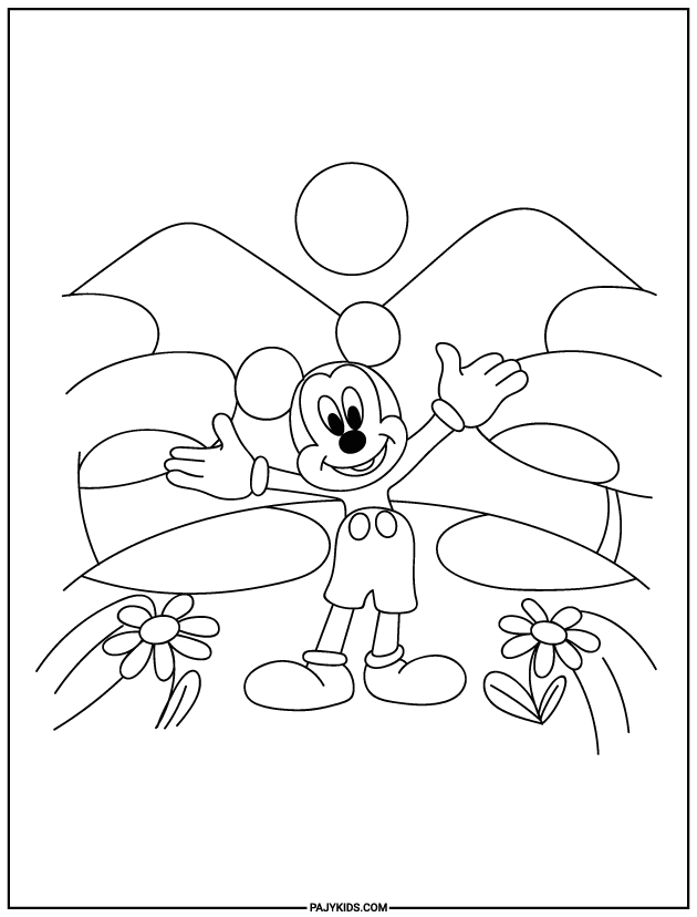 Coloring Mickey Mouse - Mickey Mouse in a Natural Environment