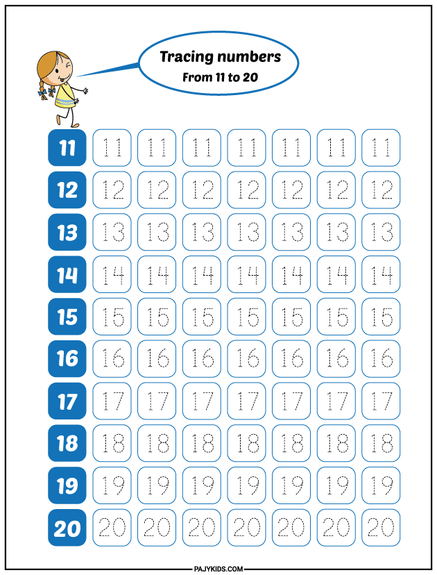 Trace Numbers from 11 to 20