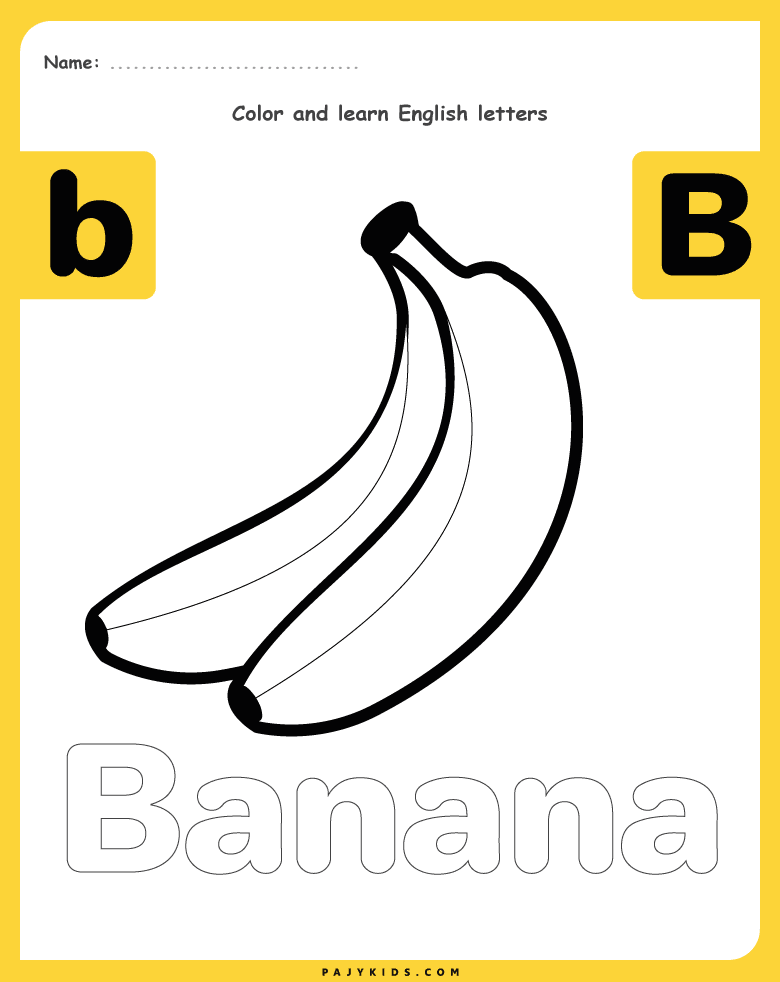alphabet coloring pages - Letter B Coloring Page – Banana