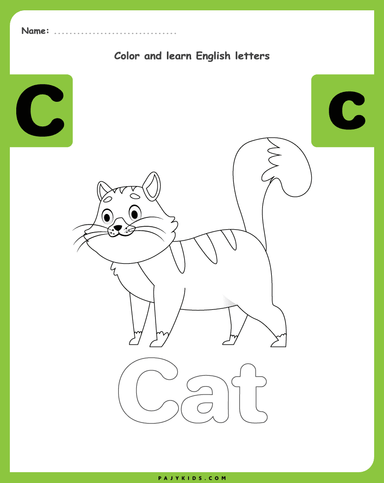 alphabet coloring pages - Letter C Coloring Page – Cat