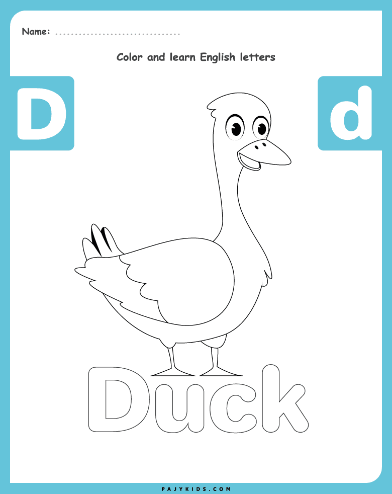 alphabet coloring pages - Letter D Coloring Page – Duck