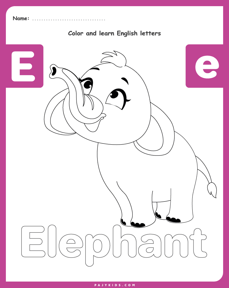 alphabet coloring pages - Letter E Coloring Page – Elephant