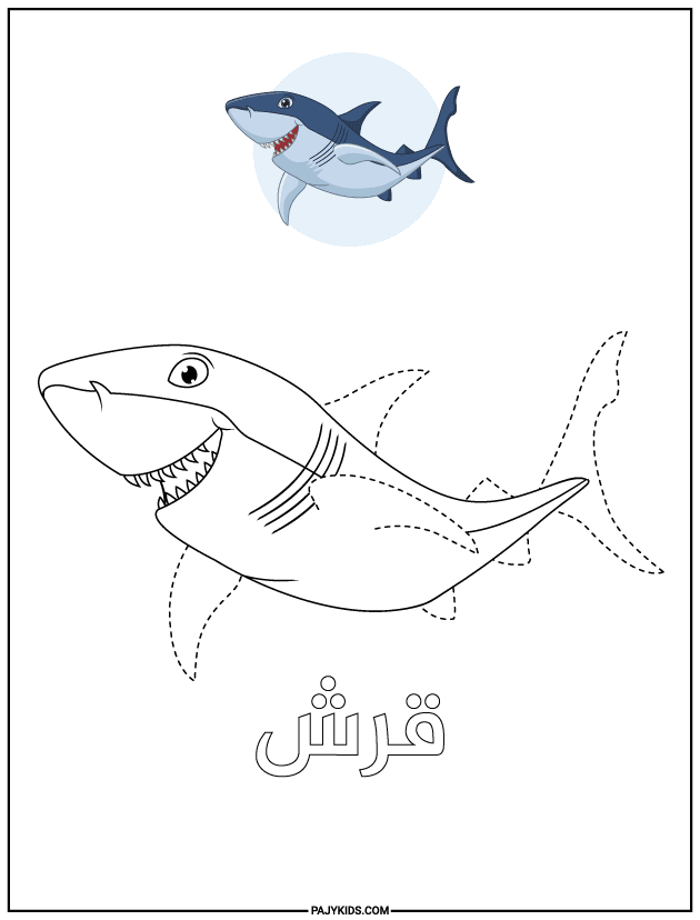 arabic activity sheets - Tracing the Shark