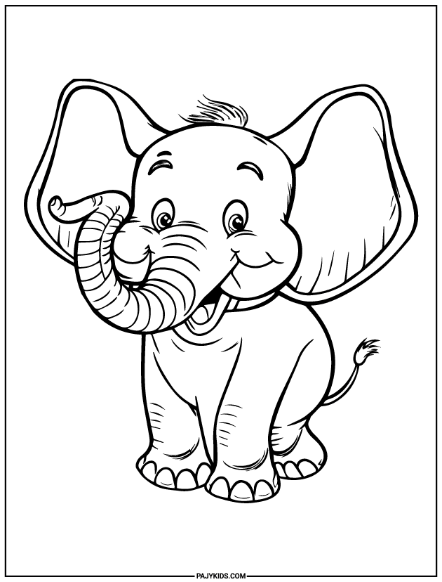 coloring - Baby Elephant - Animal Recognition and Confidence Building