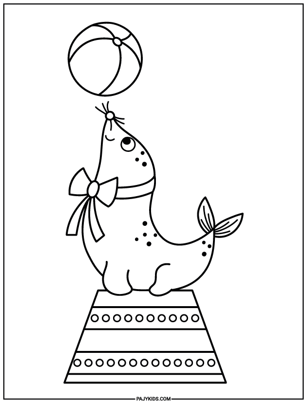 coloring - Seal Balancing a Ball - Focus and Visual Coordination