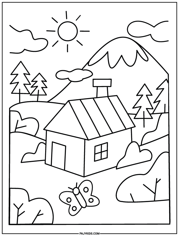 coloring for daycare - House in Nature and Environmental Awareness