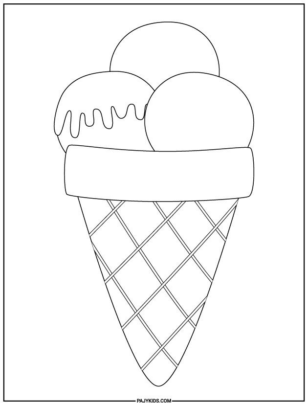 coloring worksheets for kindergarten - Ice Cream - Shape Recognition and Attention Skills