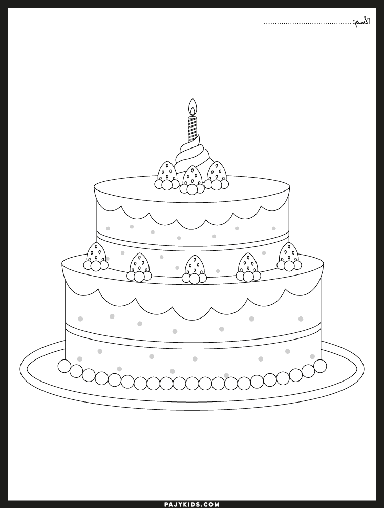 cupcake coloring page - Tiered Birthday Cake Coloring Page