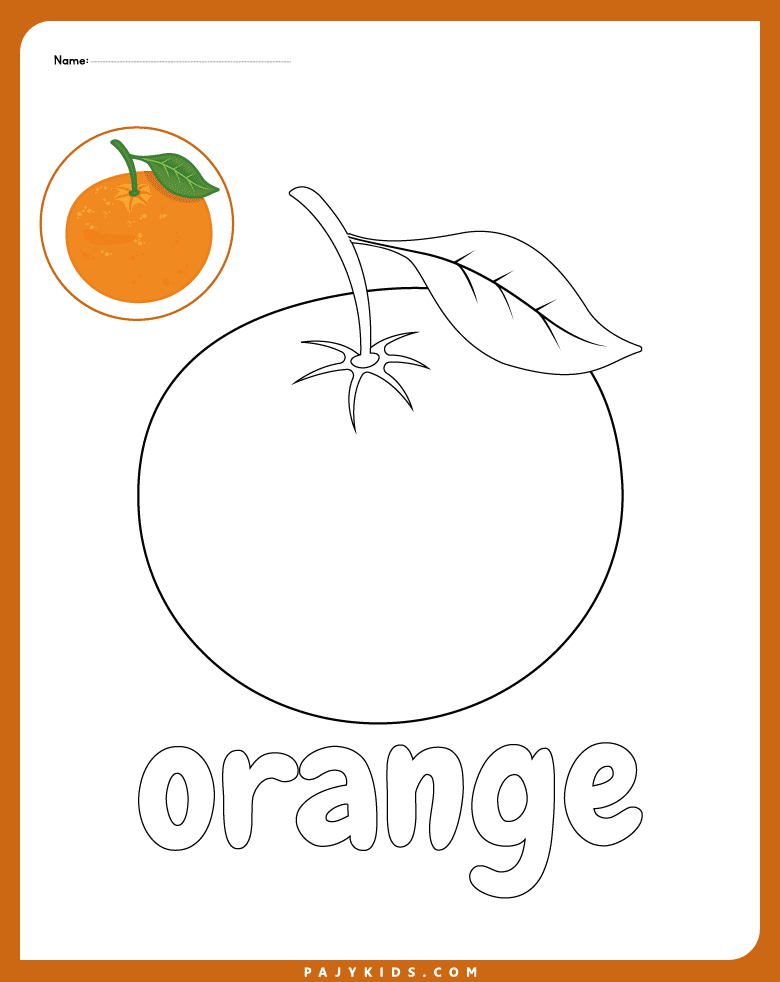fruits drawing for colouring - Orange Coloring Worksheet