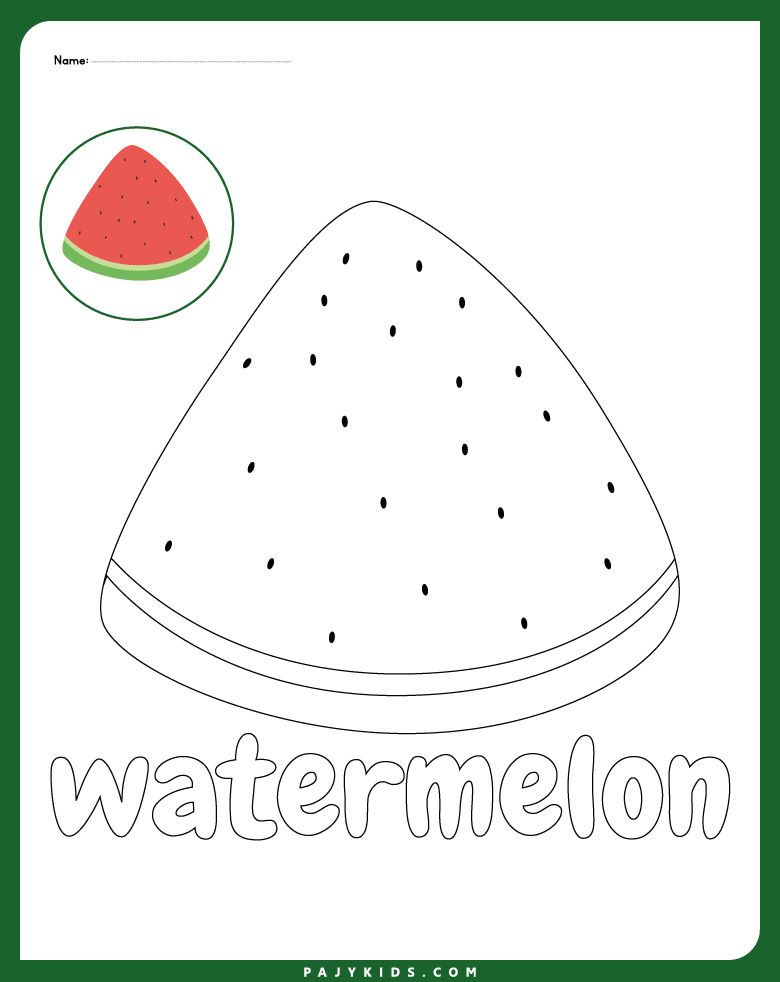 fruits drawing for colouring - Watermelon Coloring Worksheet
