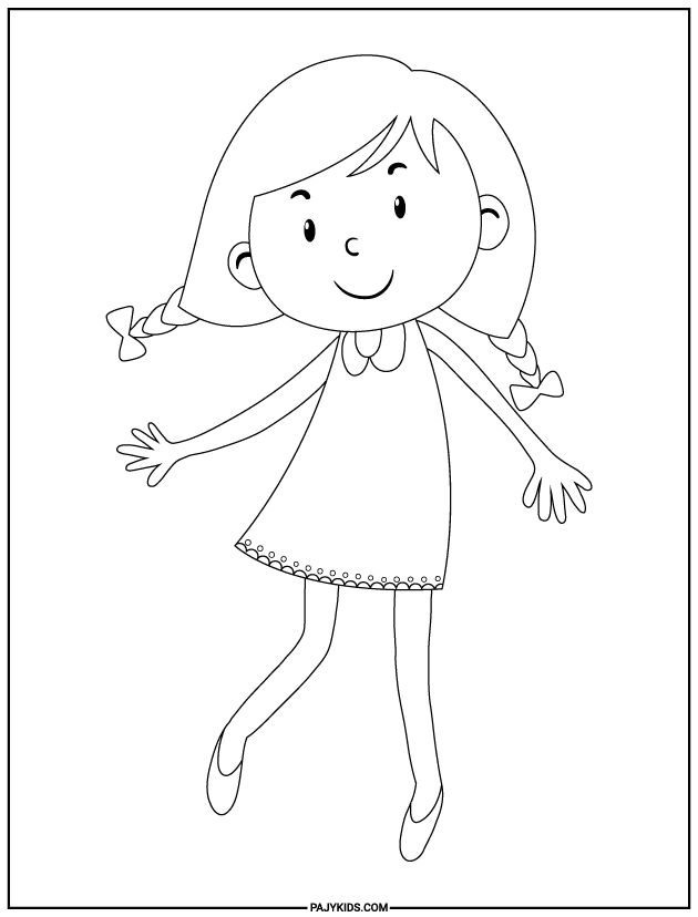 preschool coloring pages - Girl Character - Emotional Expression and Self-Identity