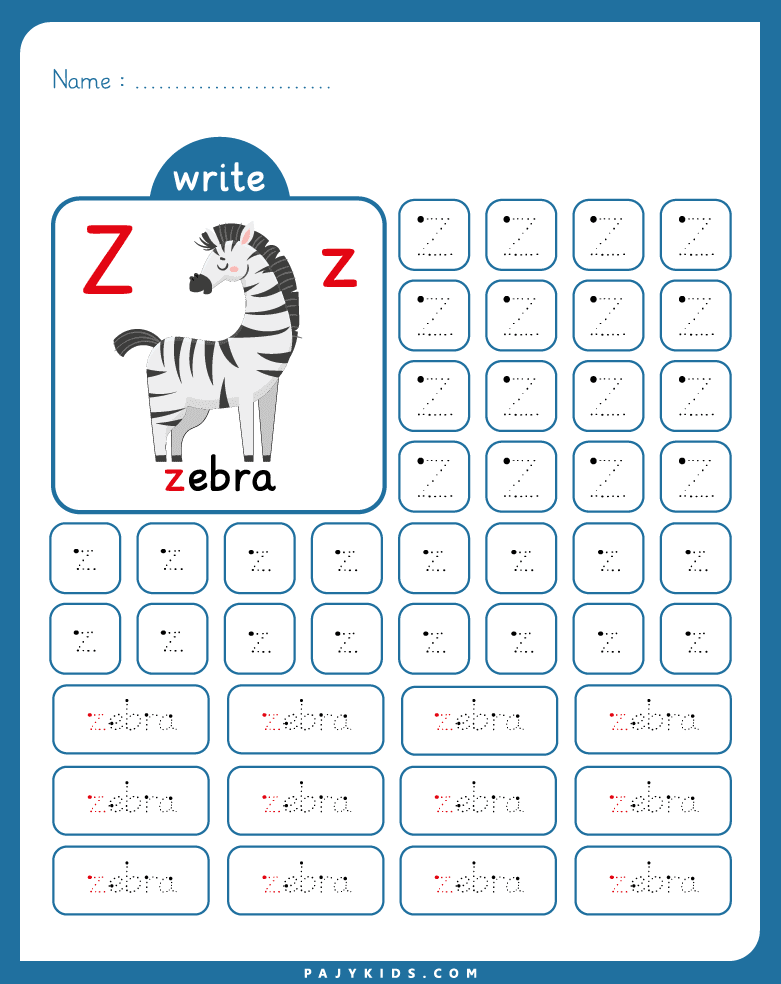 tracing letter z - Tracing and Writing Practice for Letter Z