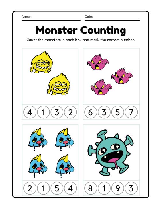 counting and coloring worksheets
