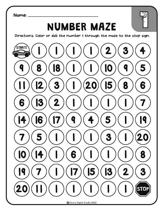 number recognition activities