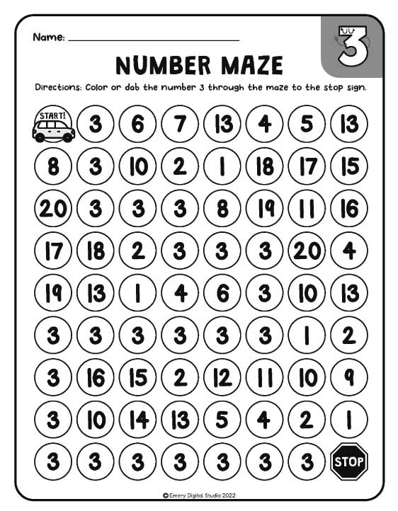 preschool math games